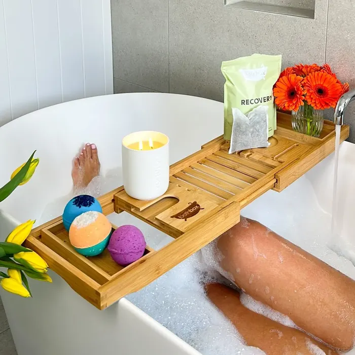 Bamboo bath caddy