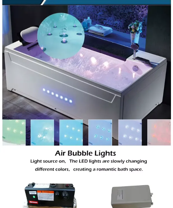 Whirlpool bathtub with atmosphere LED lighting